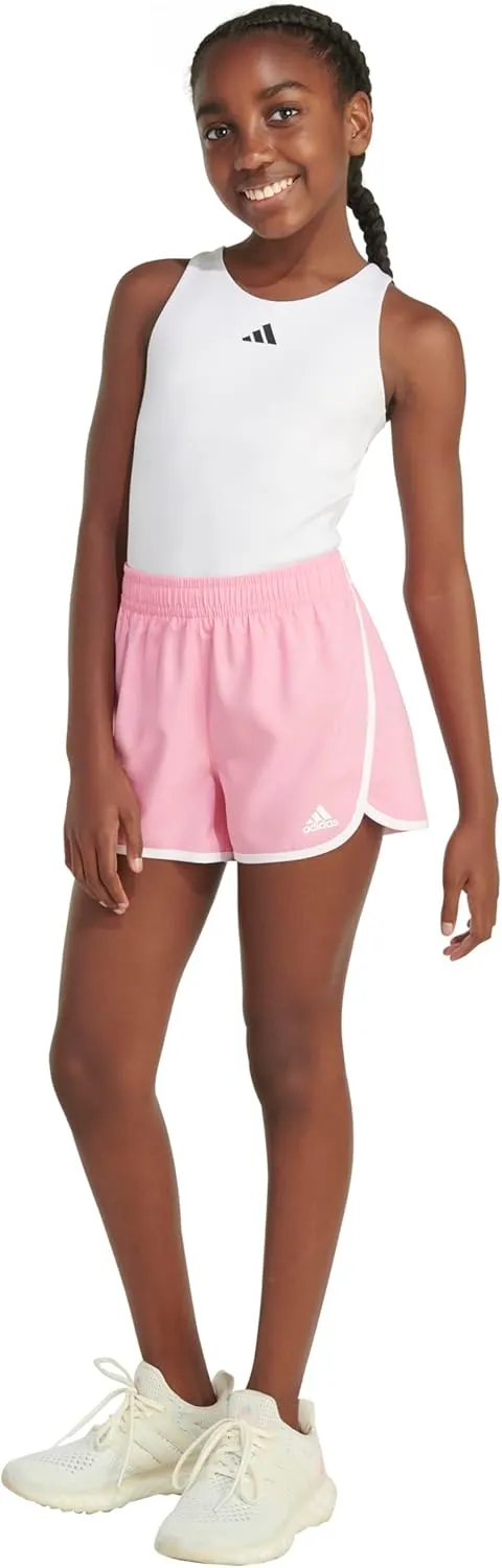 adidas Girls' Elastic Waistband Retro Woven Gym Shorts