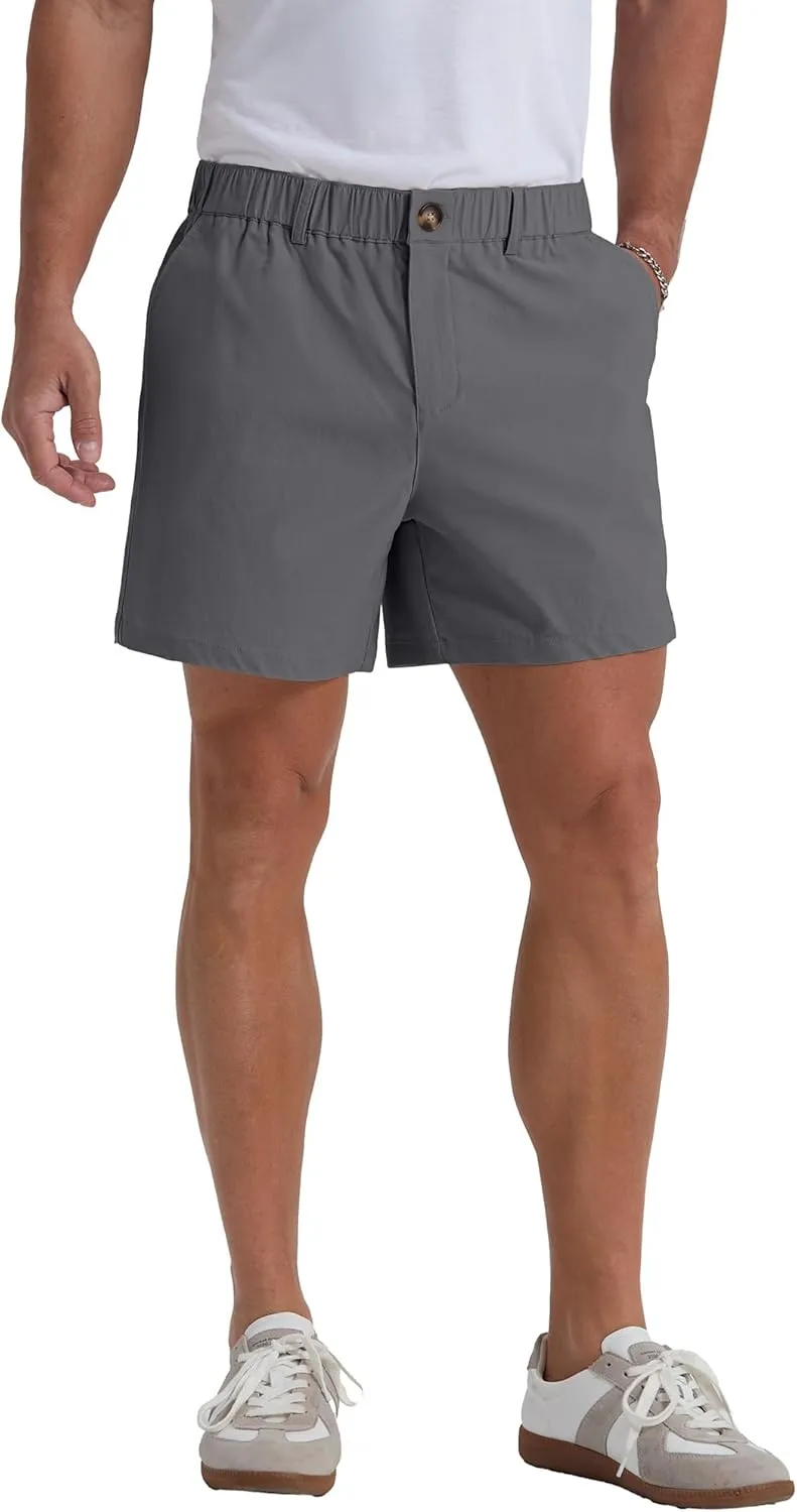 Askdeer Men's 5.5" Shorts Classic-fit Casual Elastic Waistband Shorts Summer Walking, Office, Daily Wear with Multi-Pockets