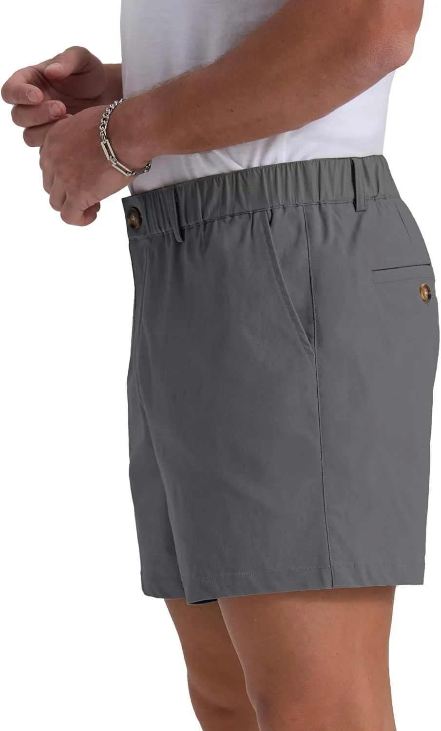 Askdeer Men's 5.5" Shorts Classic-fit Casual Elastic Waistband Shorts Summer Walking, Office, Daily Wear with Multi-Pockets