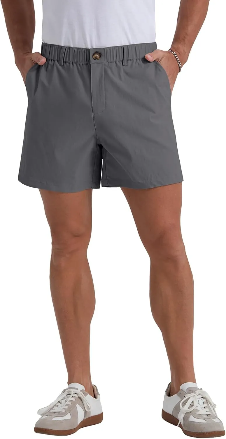 Askdeer Men's 5.5" Shorts Classic-fit Casual Elastic Waistband Shorts Summer Walking, Office, Daily Wear with Multi-Pockets