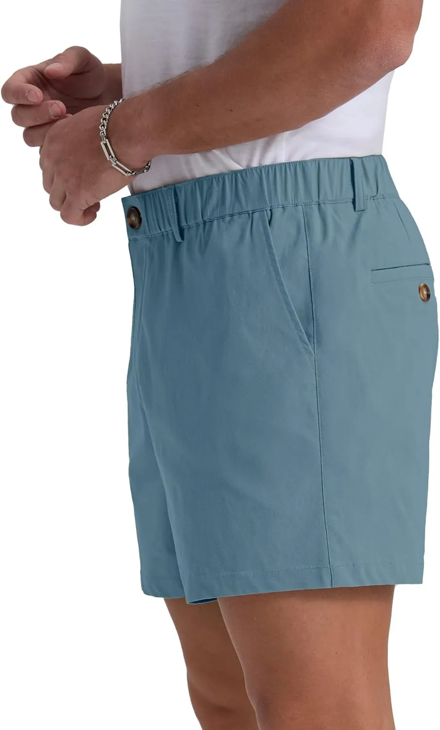 Askdeer Men's 5.5" Shorts Classic-fit Casual Elastic Waistband Shorts Summer Walking, Office, Daily Wear with Multi-Pockets
