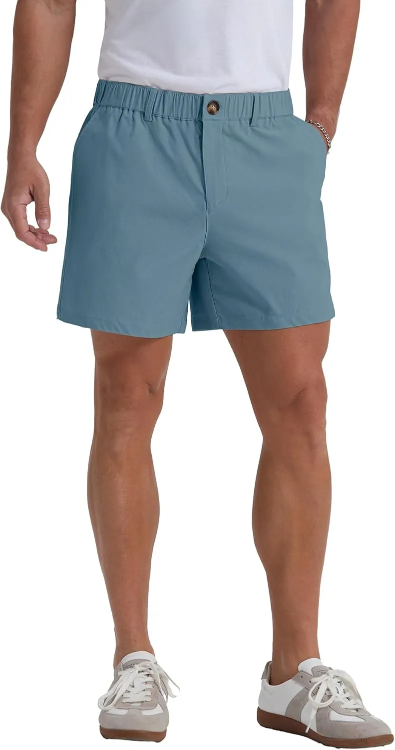 Askdeer Men's 5.5" Shorts Classic-fit Casual Elastic Waistband Shorts Summer Walking, Office, Daily Wear with Multi-Pockets