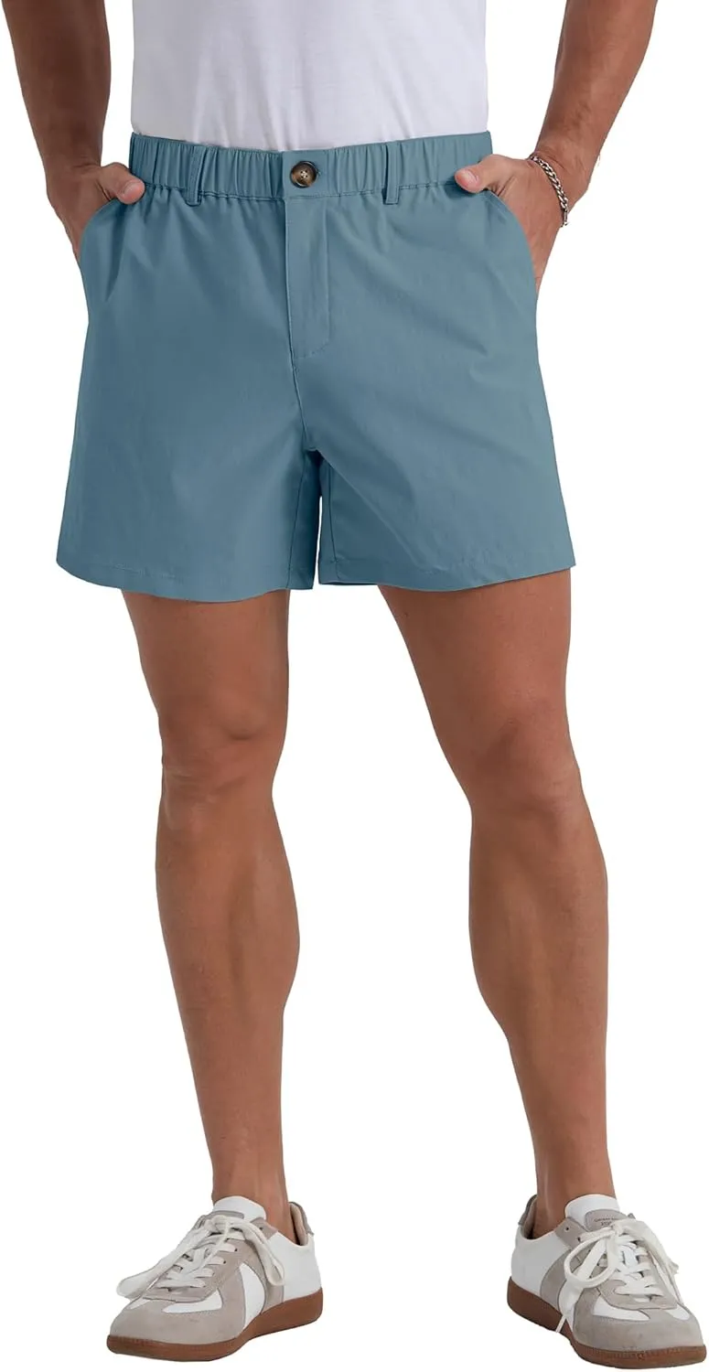 Askdeer Men's 5.5" Shorts Classic-fit Casual Elastic Waistband Shorts Summer Walking, Office, Daily Wear with Multi-Pockets