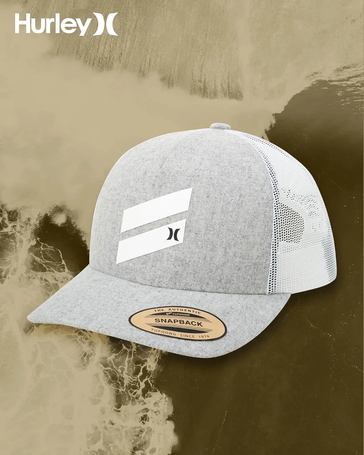 Hurley Men's Trucker Hat - Lightweight Breathable Poly Mesh Back Curved Bill Baseball Cap with Adjustable Snap Closure