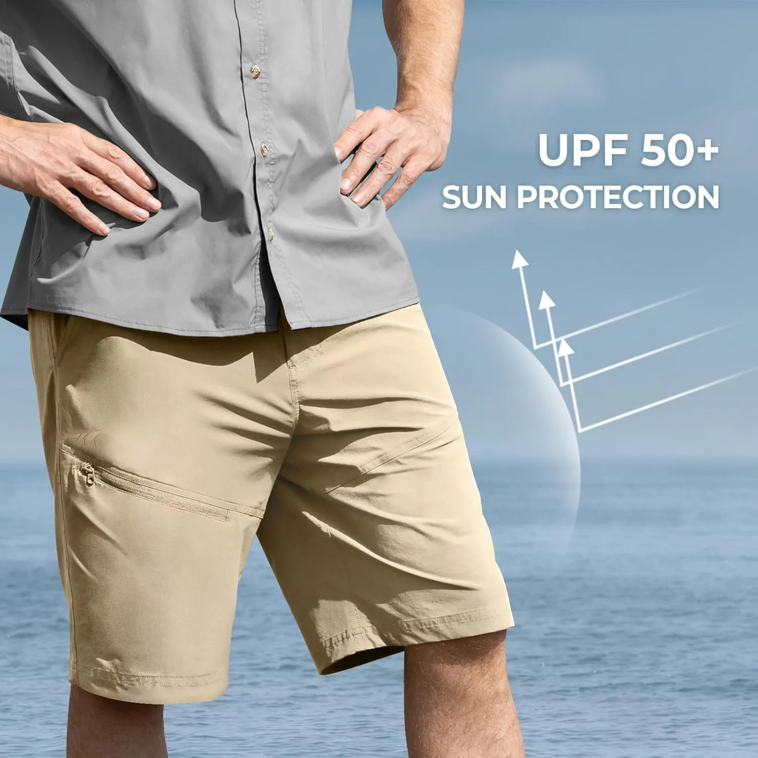 KastKing Cool Caster Men's Fishing Shorts, UPF 50  Hiking Shorts, 10.5?? and 7.5?? Available, Water Repellent, 4-Way Stretch