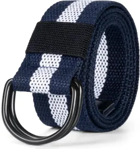 maikun Mens & Womens Canvas Belt with Black D-ring Buckle 1 1/2" Wide Solid Color Fabric Belt for Men