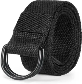 maikun Mens & Womens Canvas Belt with Black D-ring Buckle 1 1/2" Wide Solid Color Fabric Belt for Men