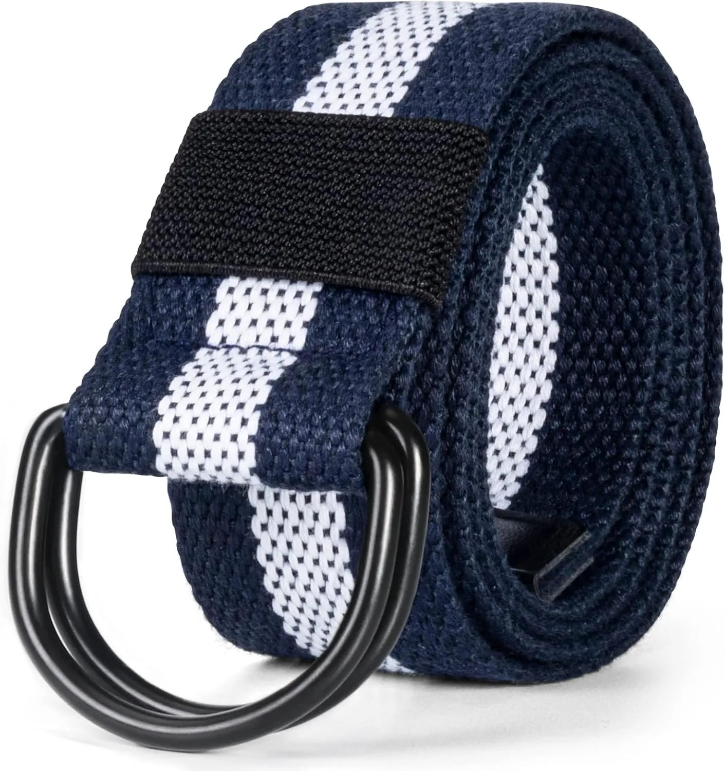 maikun Mens & Womens Canvas Belt with Black D-ring Buckle 1 1/2" Wide Solid Color Fabric Belt for Men