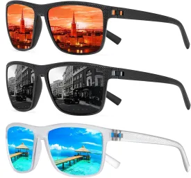 Square Polarized Sunglasses for Men and Women Lightweight Frame Sun Glasses with UV Protection