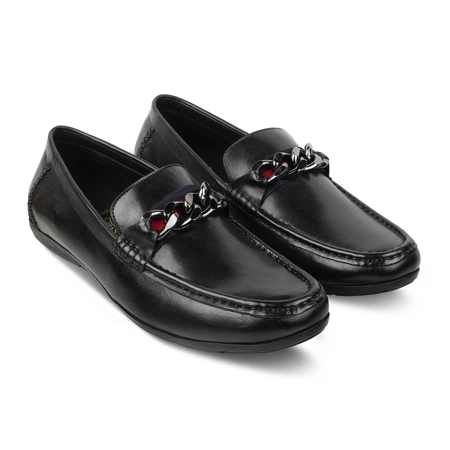 The Csteal Black Men's Leather Driving Loafers Tresmode