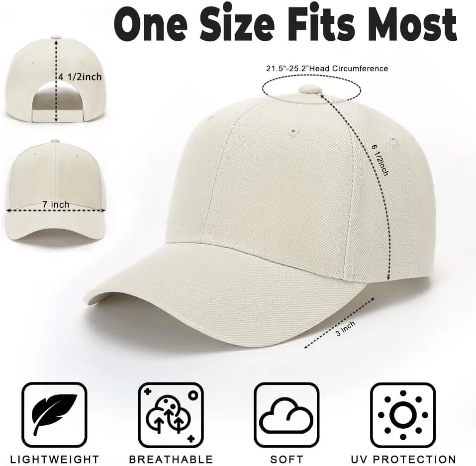 ZH Plain Adjustable Baseball Cap - Lot of 12 Unisex Blank Design Caps